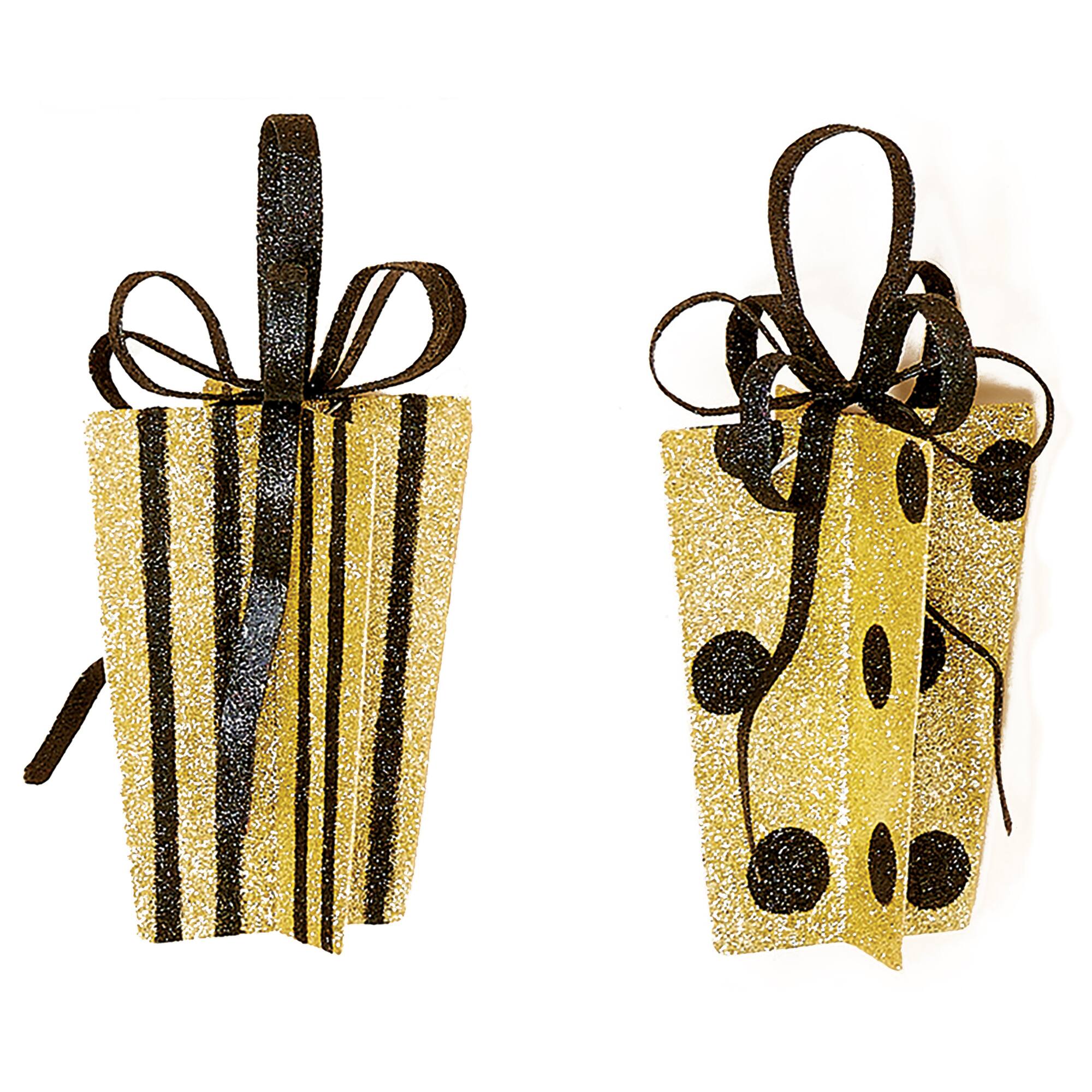 9" Christmas Gold & Black Gift Box Set
